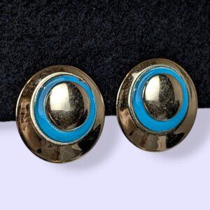 (2/$20) V. Metal Blue Ring Clip On Earrings